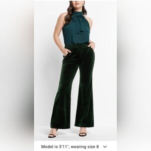 Express, NWOT Editor Super High Waisted Velvet Flare Trouser Pant Sz 6R